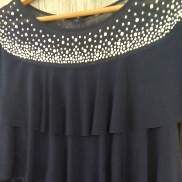 Joseph Ribkoff Navy Ruffle Dress 14 - Picture 5 of 10